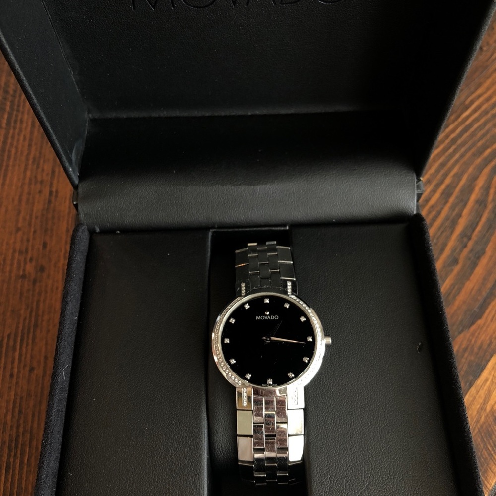 Movado Swiss Diamond Stainless Steel Watch